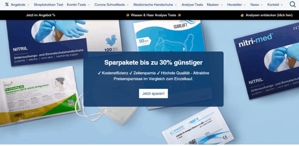 online-shops für corona tests schnelltest store