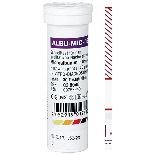 Cleartest MicroAlbumin Test (Urin) - 25 Tests (Lose in einer Dose)